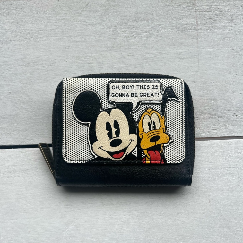 Mickey and Pluto Black Wallet